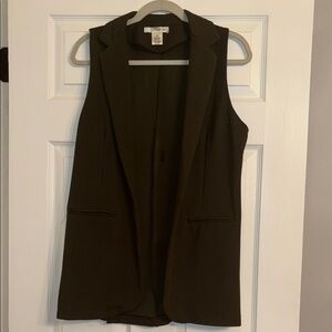 Dark Green Sleeveless Blazer Vest